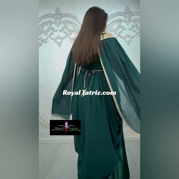 Kaftan, Royal Kaftan Fancy  Green With Golden Beads Embroidery 💚 - Picture 2 of 7